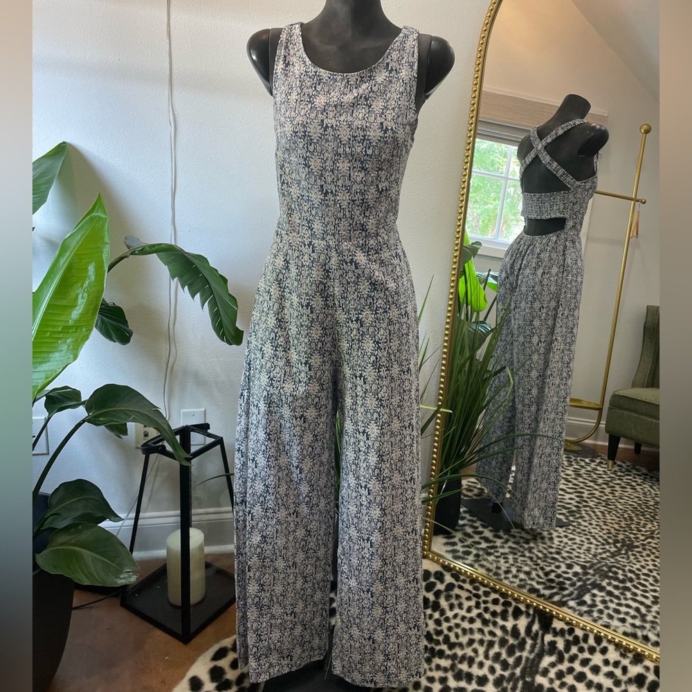 Blue and white jumpsuit